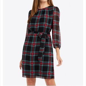 NWT DRAPER JAMES Belted Shift Dress in Georgia Plaid tie waist red blue green